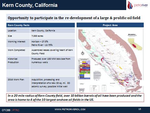 Conventional assets: KERN COUNTY PROJECT AREA - Petro River Oil