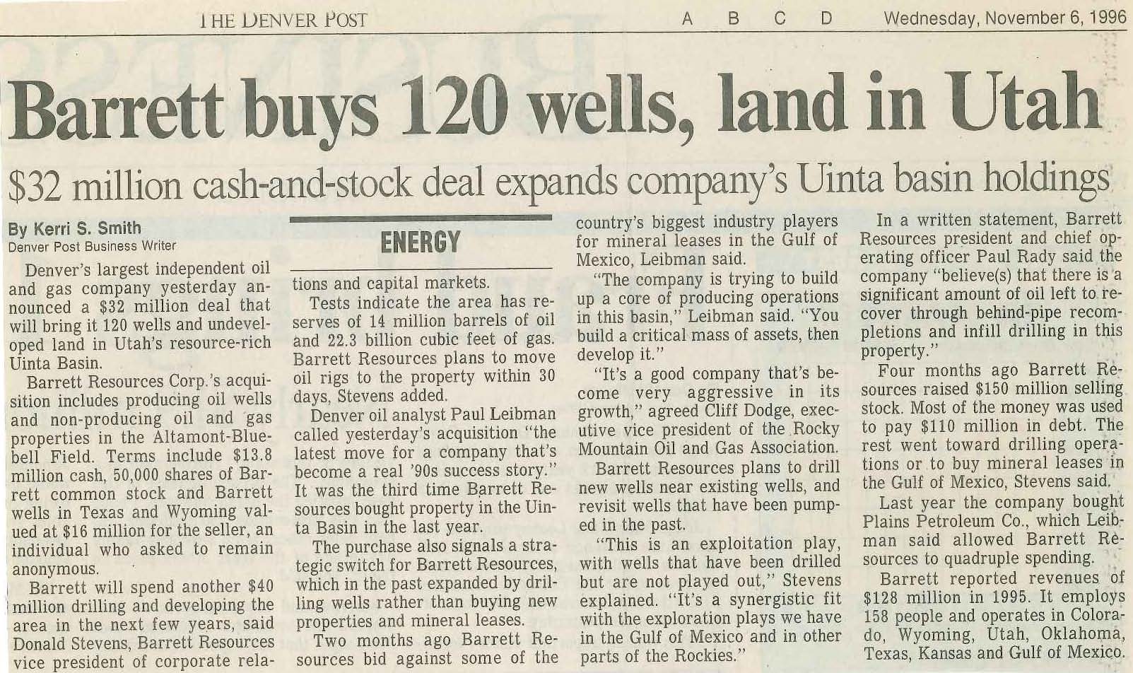 Source: The Denver Post, November 2, 1996