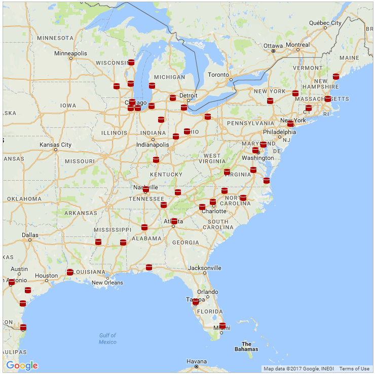CITGO terminals across the US which may be claimed by Rosneft if PDVSA fails to pay back its loan