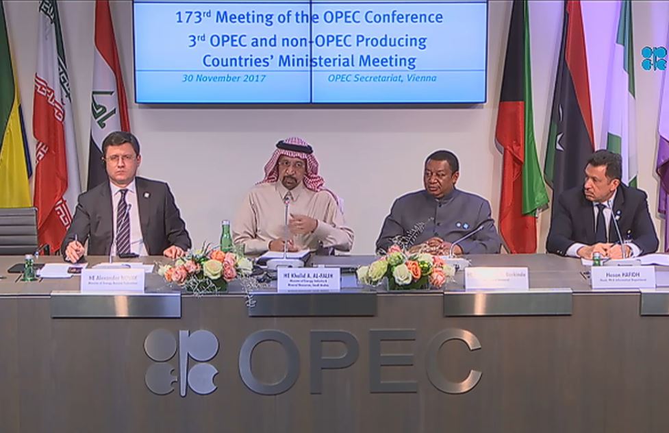 OPEC, Non-OPEC Group Agrees to Production Cuts Through 2018