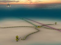 Schematic of Shell's Kaikias project in the US Gulf of Mexico, which is an economically resilient, subsea development with an estimated peak production of 40,000 barrels of oil equivalent per day (boe/d). Kaikias is started production approximately one-year ahead of schedule. (PRNewsfoto/Shell)