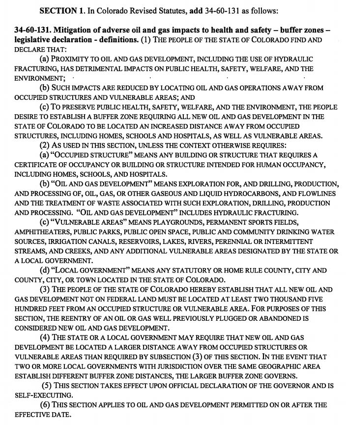 Colorado Initiative 97 Hands Local Governments the Power to Bar Drilling Colorado Initiative 97 Hands Local Governments the Power to Bar Drilling