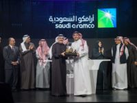 Amin Nasser, chief executive officer of Saudi Aramco, center left, and Yasir Al-Rumayyan, chairman of Saudi Aramco, center right, during the Aramco IPO event in Riyadh, on Dec. 11.Source: Saudi Arabian Oil Co.