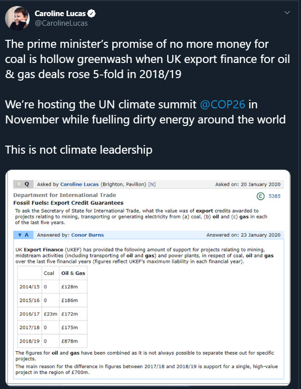 UK financing fossil fuel projects overseas ’emitting 69m tonnes of emissions - Tweet - oilandgas360