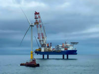 Crews install one of two turbines for Dominion Energy's Coastal Virginia Offshore Wind project off the coast of Virginia Beach, Va. Dominion Energy plans to invest billions in offshore wind as it pivots away from natural gas pipelines and slashes greenhouse gas emissions.
Source: Dominion Energy Inc.