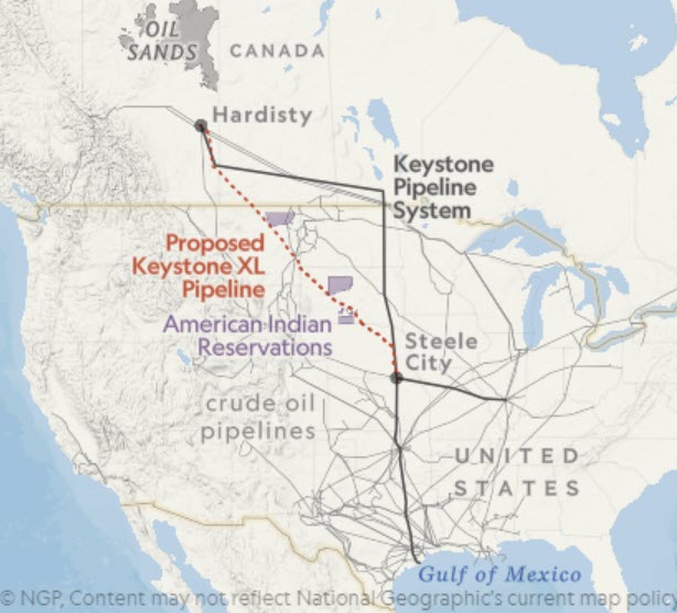 Figure 4: Map of the Proposed (Phase IV) Keystone XL Pipeline [14]