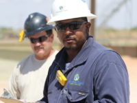 Workers take in a safety briefing at Devon Energy's Todd 2 water recycling facility, Sept. 10, 2019 near Carlsbad.
Adrian Hedden | Current-Argus